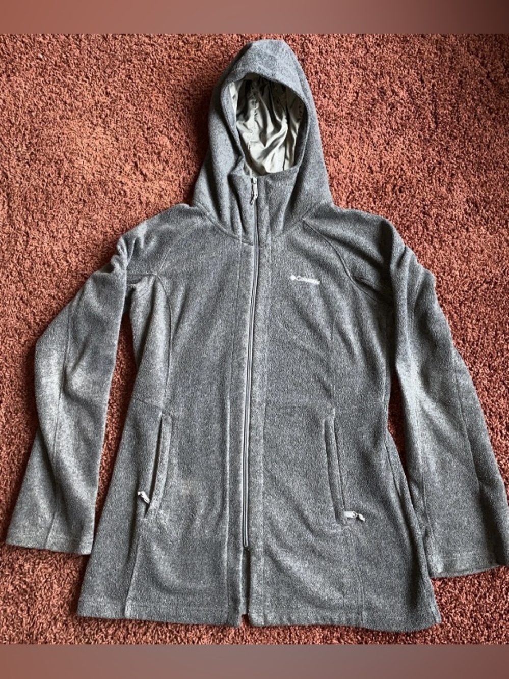 Columbia Benton Springs II Long Fleece Hoodie Jacket Womens Medium Gray Hiking